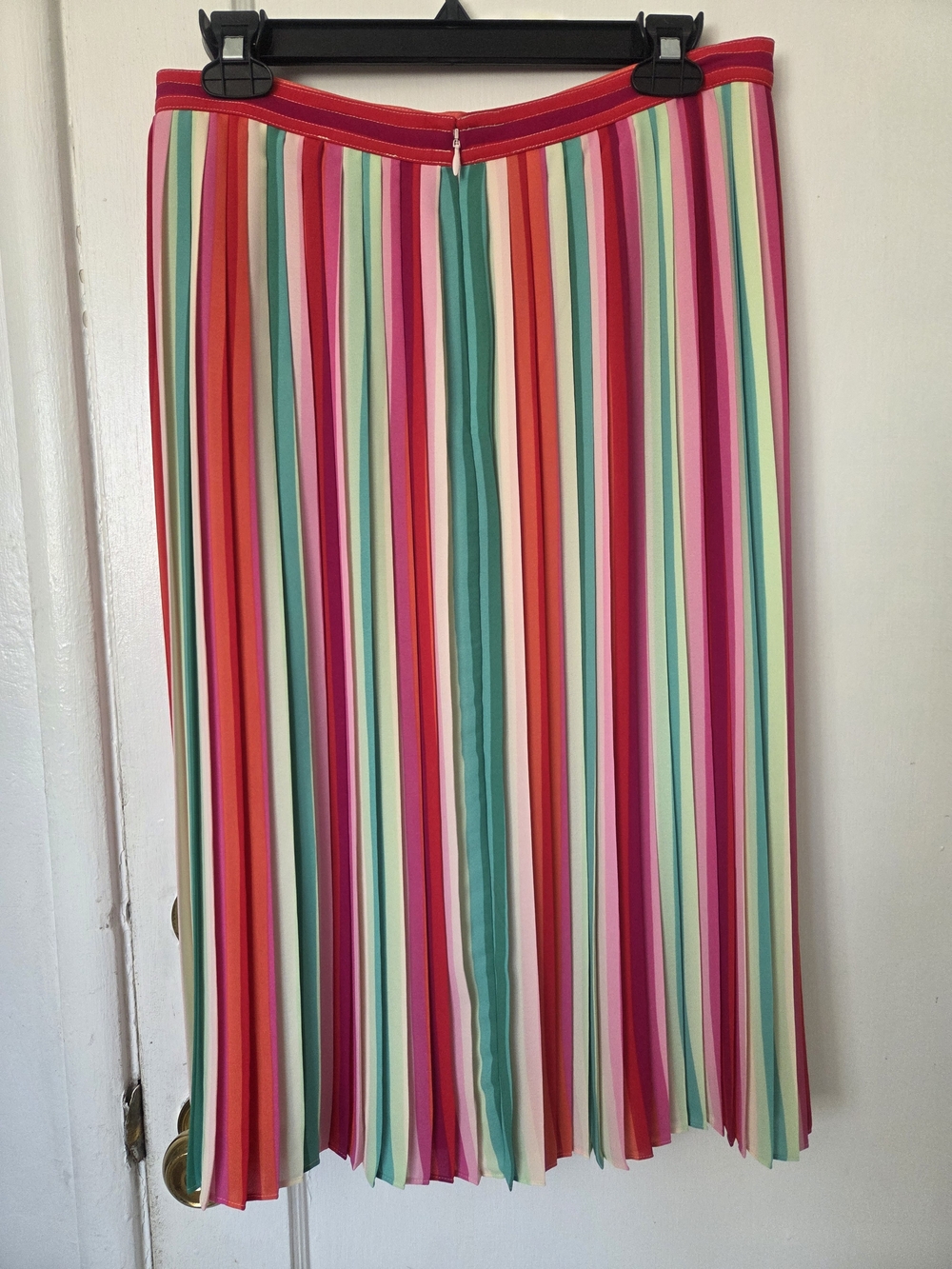 J. Crew Watermelon Colorful Striped Pleated Midi Skirt Multi-Color 6 Medium - Picture 5 of 11